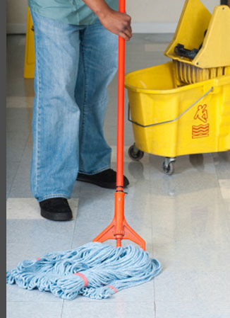 Cleaner mopping floor area